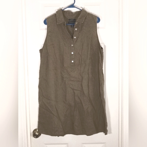 Tahari Dresses & Skirts - Linen Sleeveless Shirt Dress Tahari 1X
